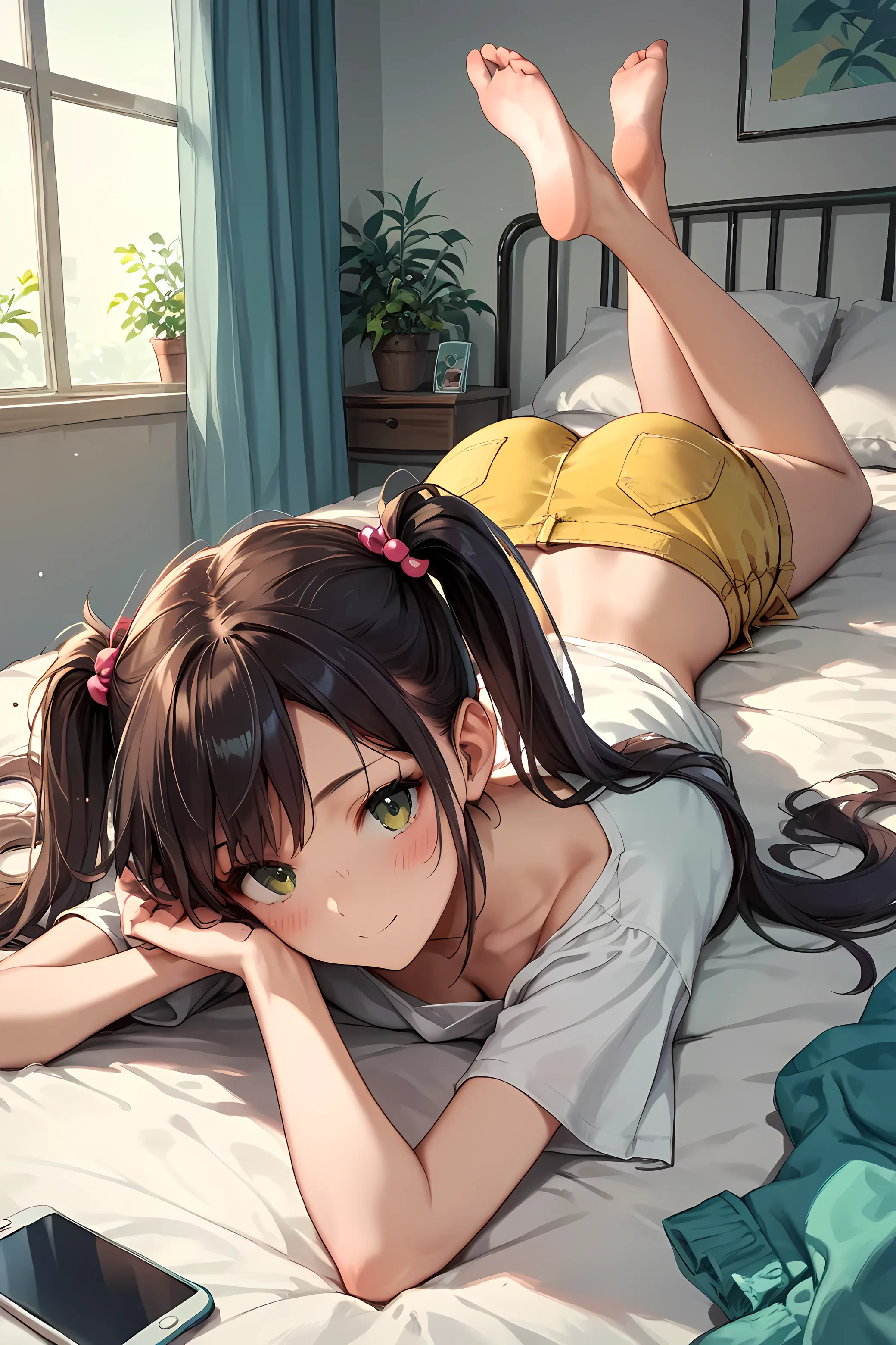Anime feet art in casual style - relaxed pose with natural lighting and realistic details